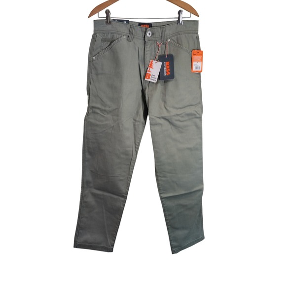 Bass Outdoor Mens Slim Straight Everyday 6-Pocket Pants Olive Green Size 28 NWT - Picture 10 of 10